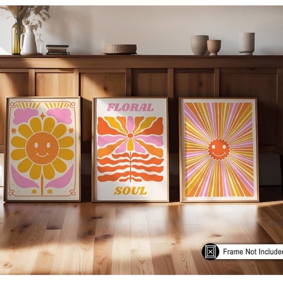 Floral Soul Art Print - Pink and Orange (061) - Picture 4 of 4